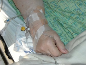 arm with an intravenous feed