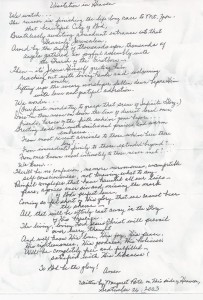 hand-written poem on heaven