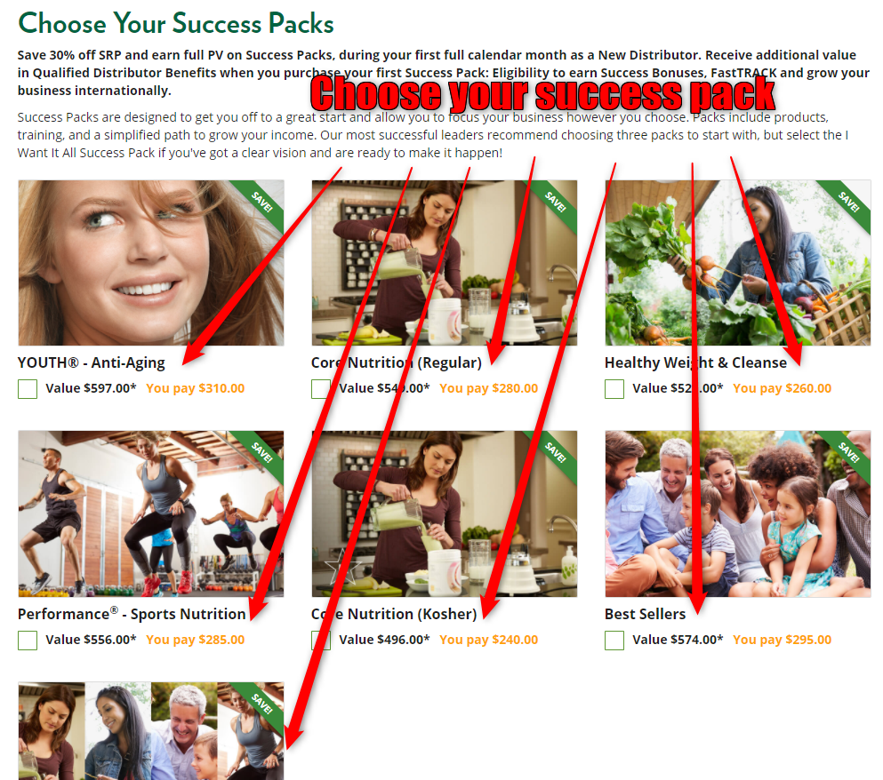 Join shaklee as a distributor with one or more of the success packs.